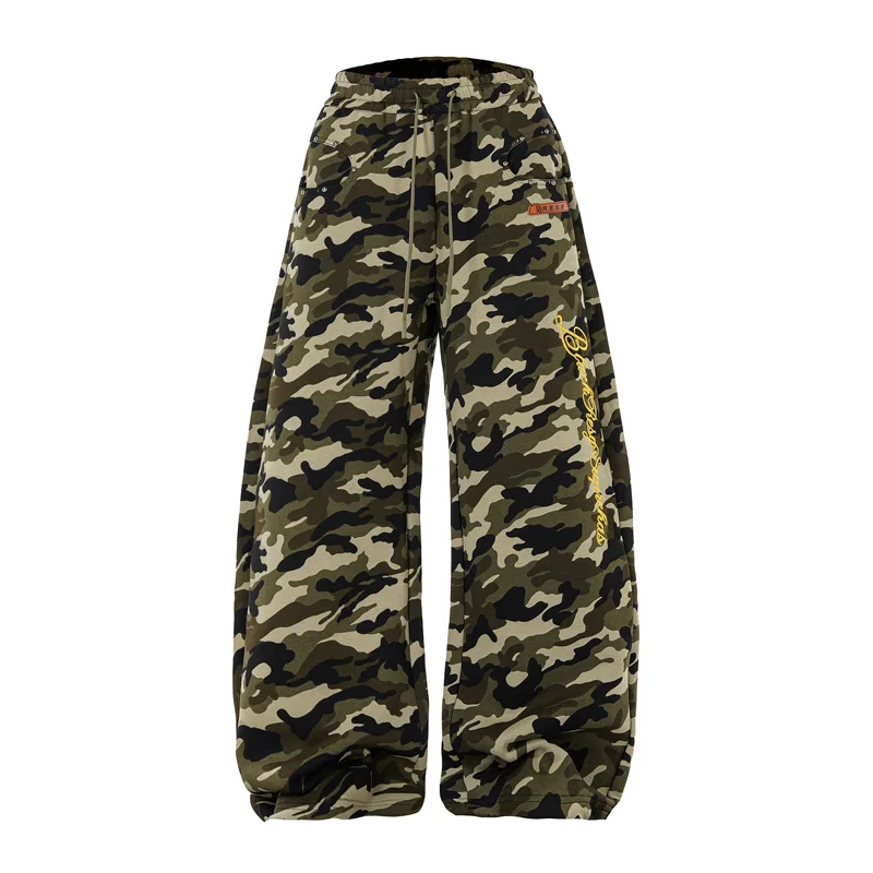Men's Baggy Scimitar Pants Hip Hop Streetwear Wide Leg Joggers Camouflage Parachute Pants Oversized Y2K Harajuku Casual Trousers