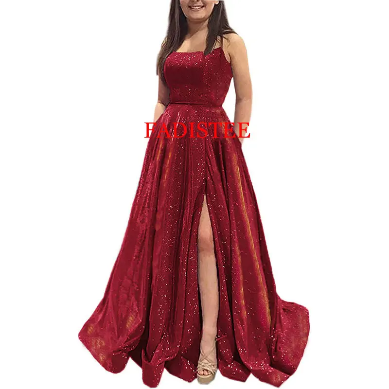 New Style Prom Dresses Spaghetti Straps A-line Party Dress Backless Long Formal Occasion Dresses Vestido De Graduación