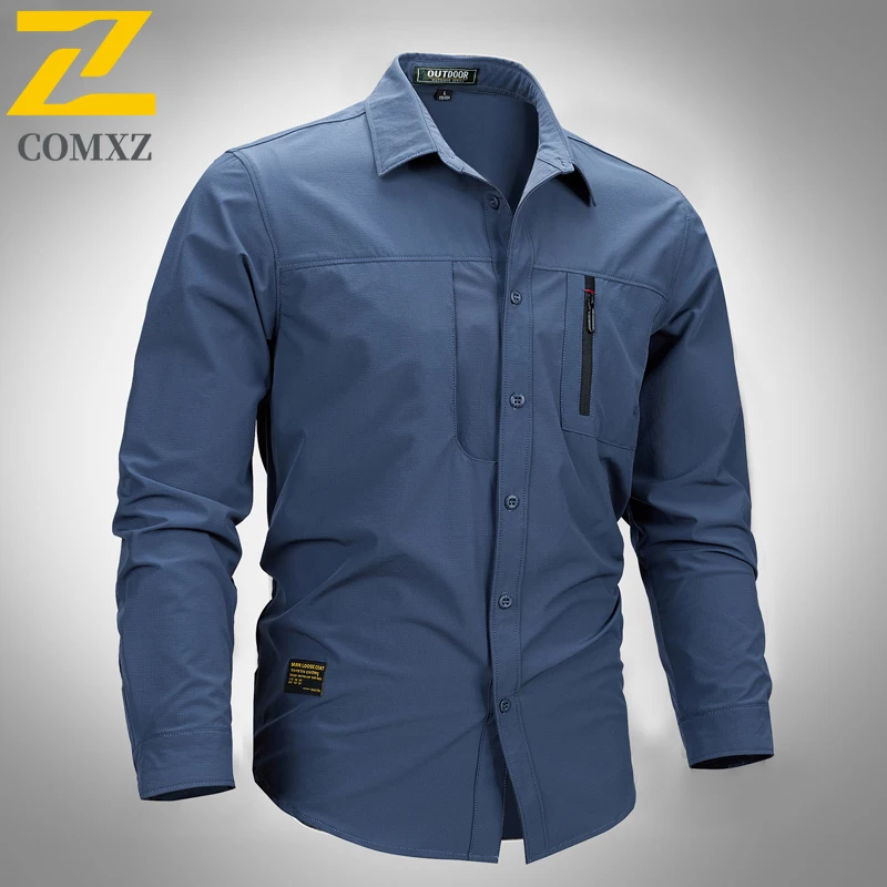 Brand Shirt Men's Spring Summer Fashion Comfortable Single Pocket Work Shirts Hiking Camping Fishing Waterproof Long Sleeve Top