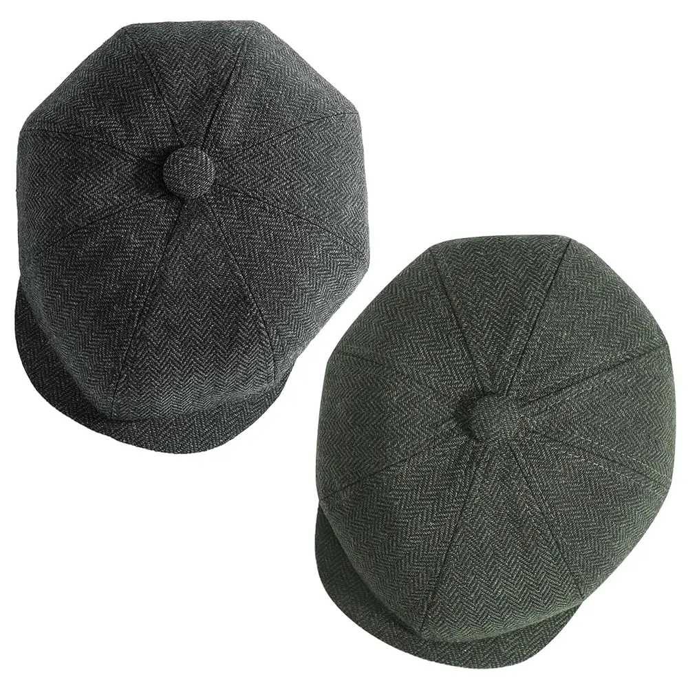 Newsboy Cap for Men, Irish Newsies Hat Classic 8 Panel Wool Blend for Old Man Cabbie Driving