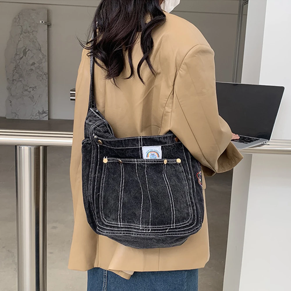 Designer Denim Boho Tote Chic Crossbody Bags for Women Fashion Jean Canvas Shoulder Bag 2023 Brands Shopper Purses and Handbags