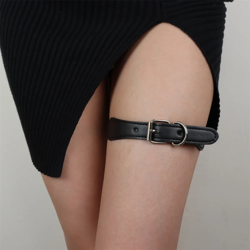 Club Rock Sexy Leather T Belt Garter Elastic Leg Harness Goth Accessories Black Anklet Thigh Gothic Punk Garter for Girl Women