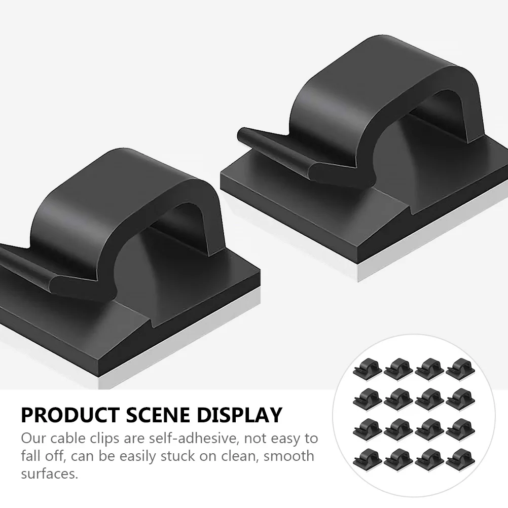 

50 pcs Adhesive Cable Self-Adhesive Cord Holder Wire Organizer No Drilling No Screws Stick-On Clips For Home Office Car Glass