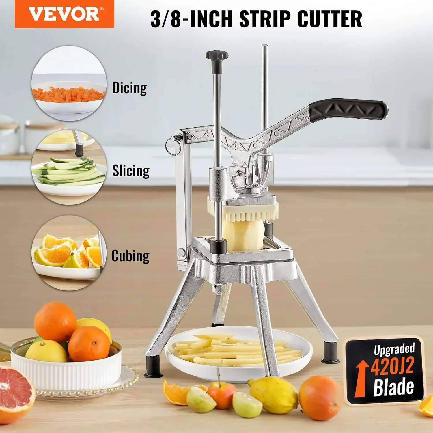 Commercial Vegetable Fruit Chopper 3/8″ Blade Professional Food Dicer Kattex French Fry Cutter Onion Slicer Stainless Steel for