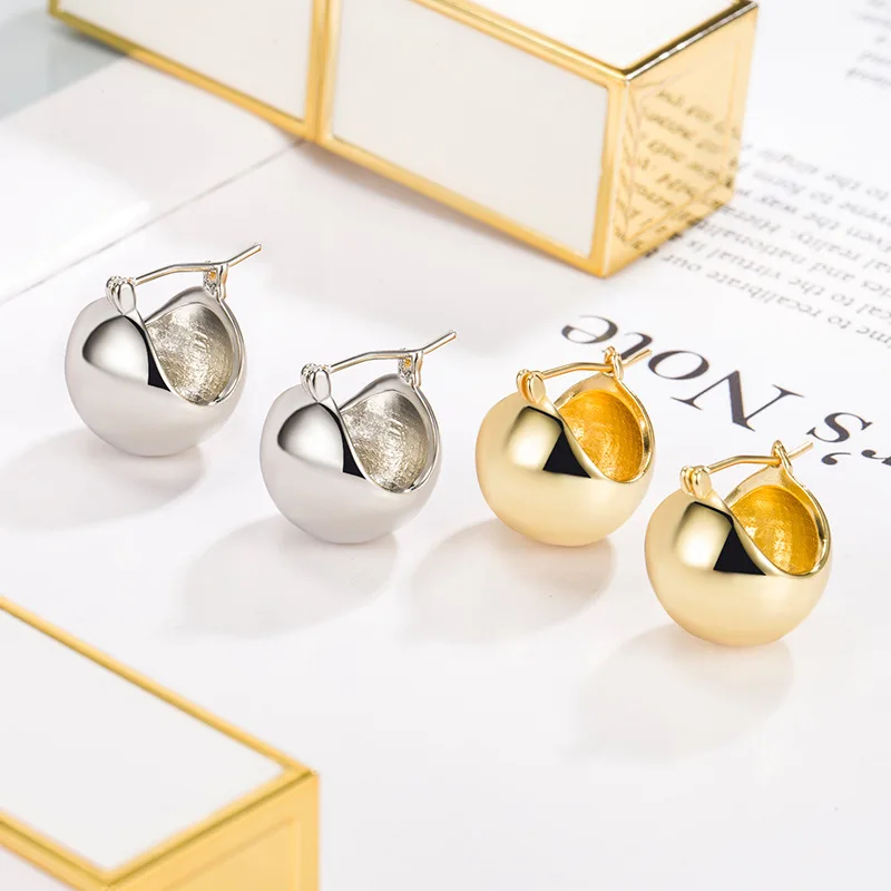 

Luxruy Big Hoop Earrings For Women C Gold Color Round Earrings Trend Wedding Jewelry Silver Jewelry