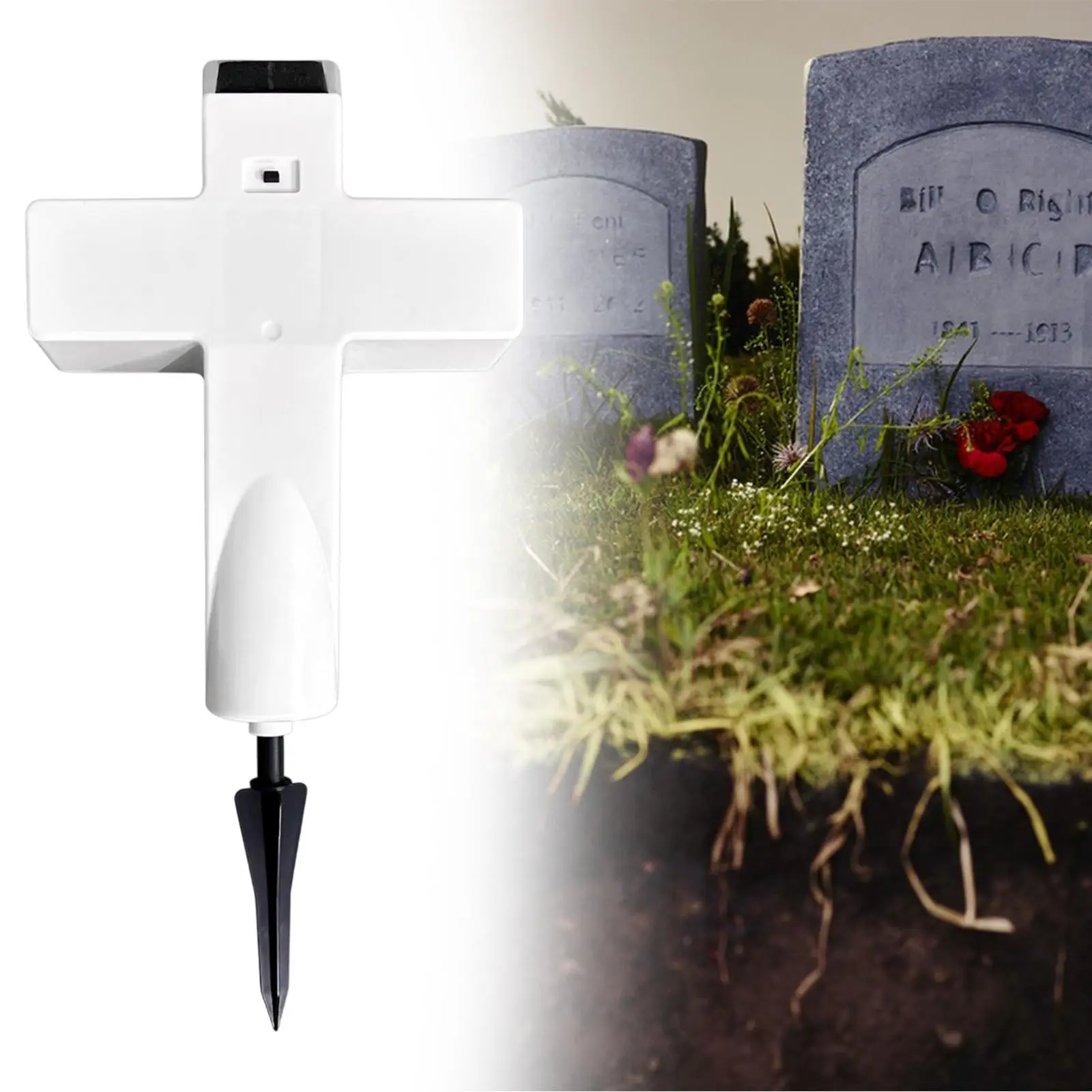 Solar Cross Grave Light Tombstone Lighting Fixture for Home Outdoor Garden