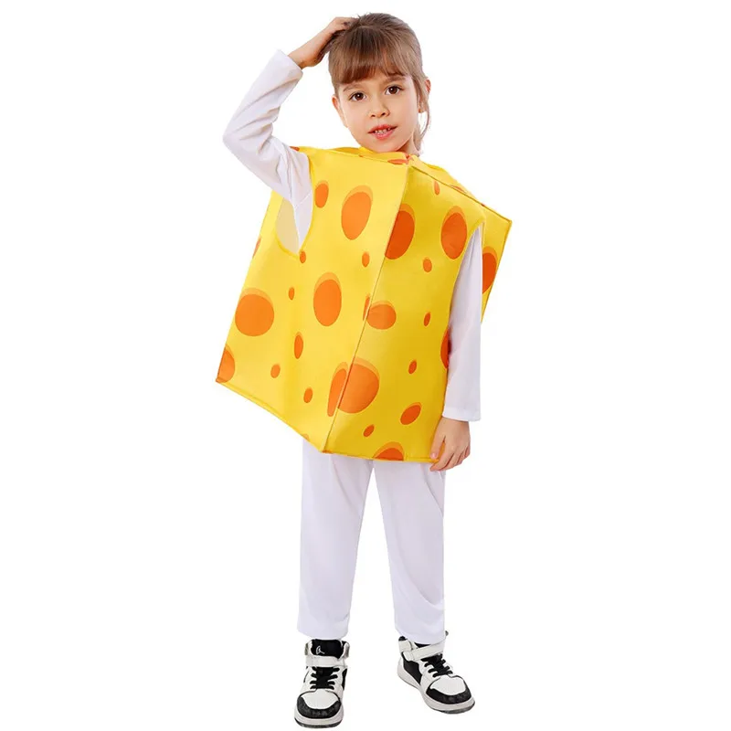 

Halloween Children's Funny Food Cosplay Costume School Festival Performance Clothing Cheese Role-playing Event Outfit