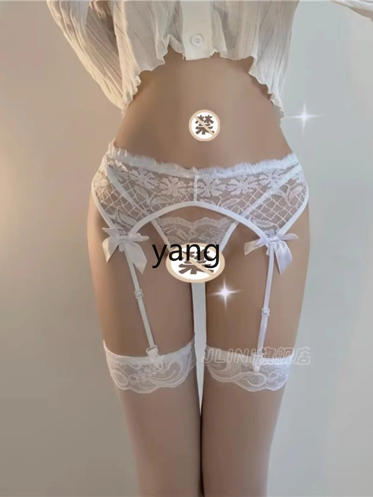 LMM Internet celebrity style black and white lace long medium tube over knee garter socks female dating socks