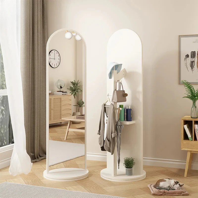 

Rotating dressing mirror home full body floor mirror, girls' bedroom coat rack mirror, entrance door net red fitting mirror