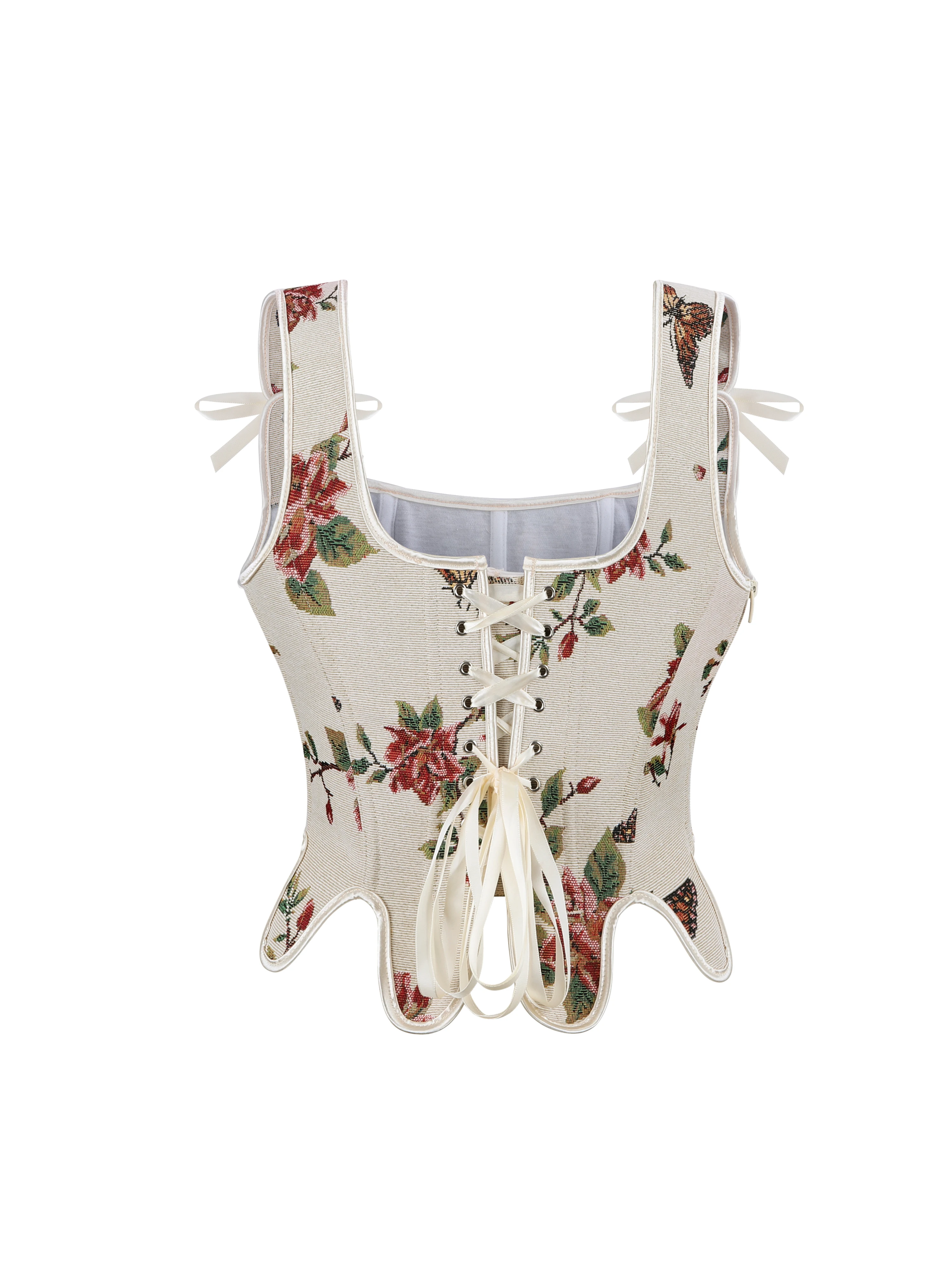 مشد فني مونيه فرنسي عتيق للسيدات، بلوزة بوستير من قماش الجاكار الزهري، ملابس داخلية مجوفة مربوطة لشد الخصر #3