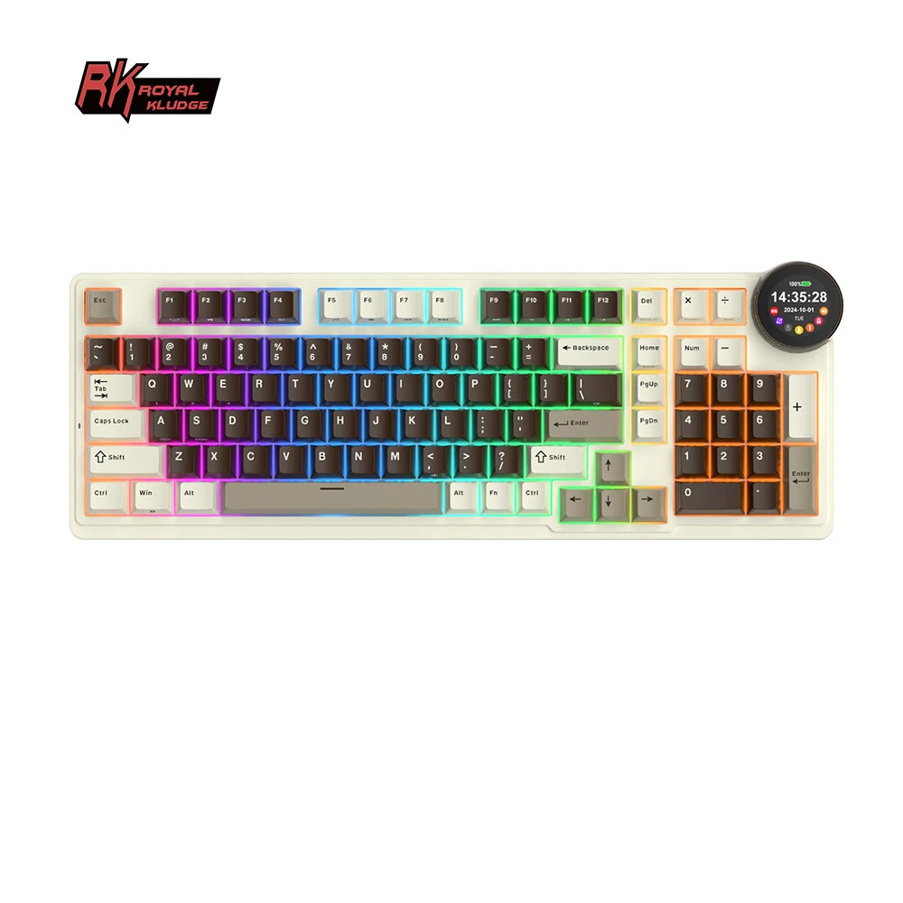 Teclado Mecánico Inalámbrico ROYAL KLUDGE RK N99, 98 Teclas, Keycaps PBT, Gasket, RGB, Tri-modo, Bluetooth, Teclado Gamer con Pantalla