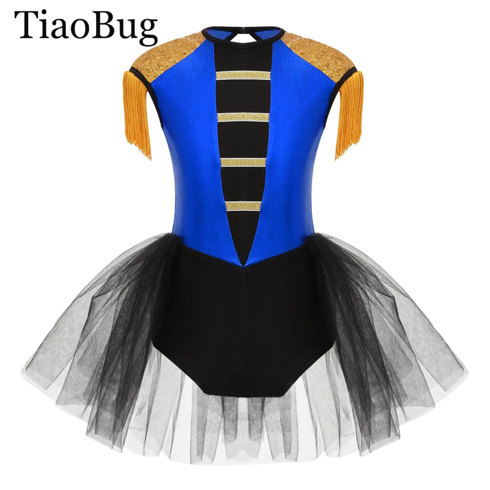 

Girls Circus Ringmaster Cosplay Costume Sleeveless Sequins Tassels Leotard Tutu Dress Jumpsuit Unitard Lion Tamer Role Play