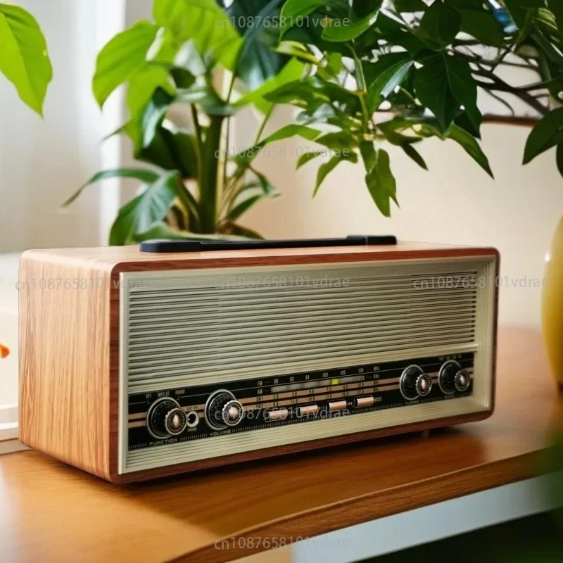 Retro Vintage Desktop Stereo Radio with FM, AM, and Shortwave; Bluetooth Speaker with Card Slot