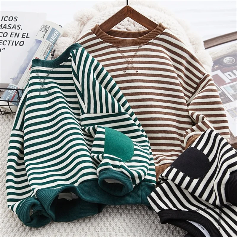 3-12Y Children\'s Striped T-Shirt Long-Sleeved Top For Boys Girls Fashion Kids Sports Clothes Casual Wear Spring Autumn Clothing