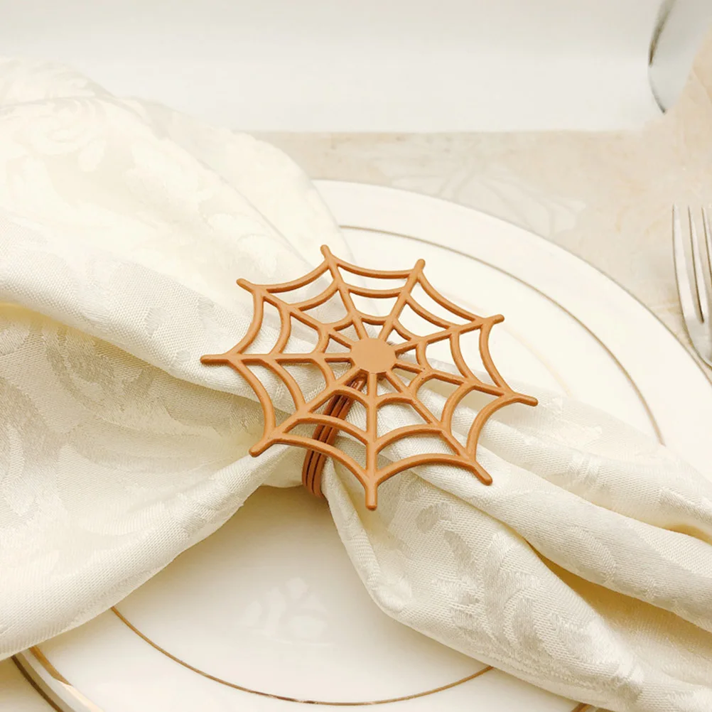 

Napkin Ring Premium Alloy Spider Net Design Halloween Serviette Buckles Restaurant Hotel Banquet Decor Kitchen Bar Supplies