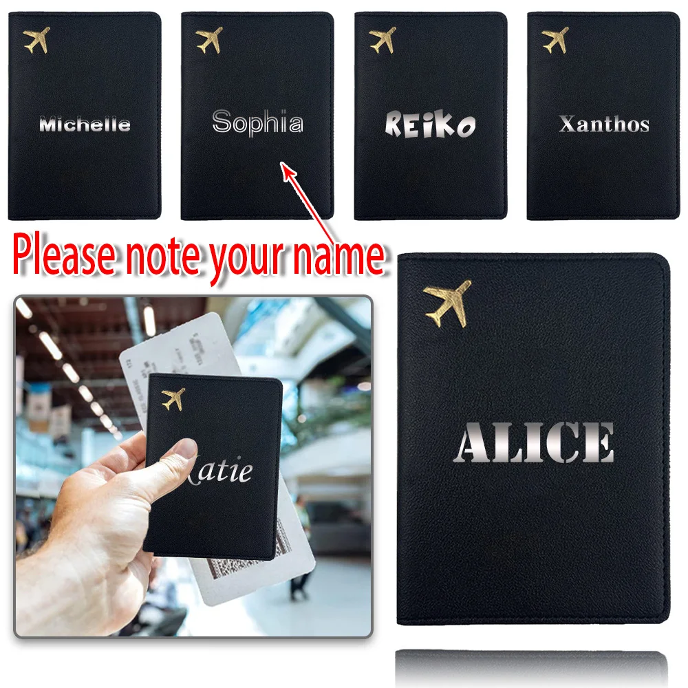 

Customized Name Leather Passport Holder Travel Passport Organizer RFID Blocking PU Cover Slim Wallet Coin Purse ID Card Case DIY