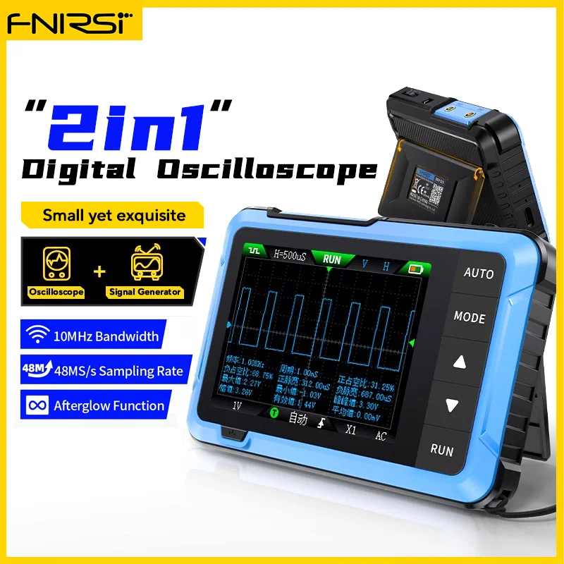 FNIRSI DSO510 10MHz Mini Handheld Intelligent Digital Oscilloscope Multi-function Signal Generator 2 IN 1 48MS/s Sampling Rate