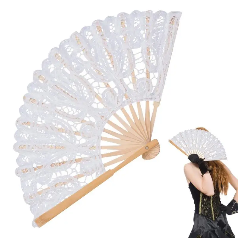 Folding holding fan pattern dança festa de casamento laço dobrável mão fã flor mão ventilador de mão abanicos para boda