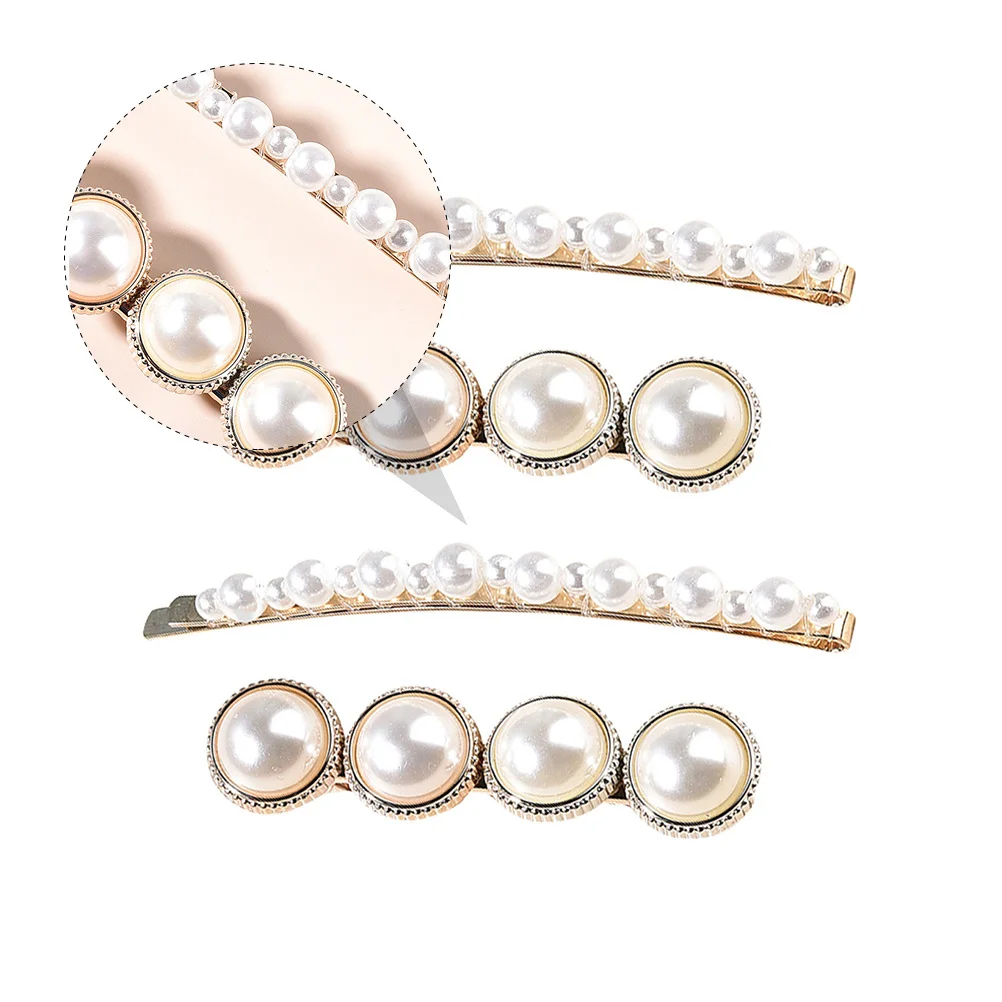 

4Pcs Pearl Hairpin Handmade Headdress for Women Wedding Party Decor Handmade Hairpin Pearl Hair Clip Bang Clip