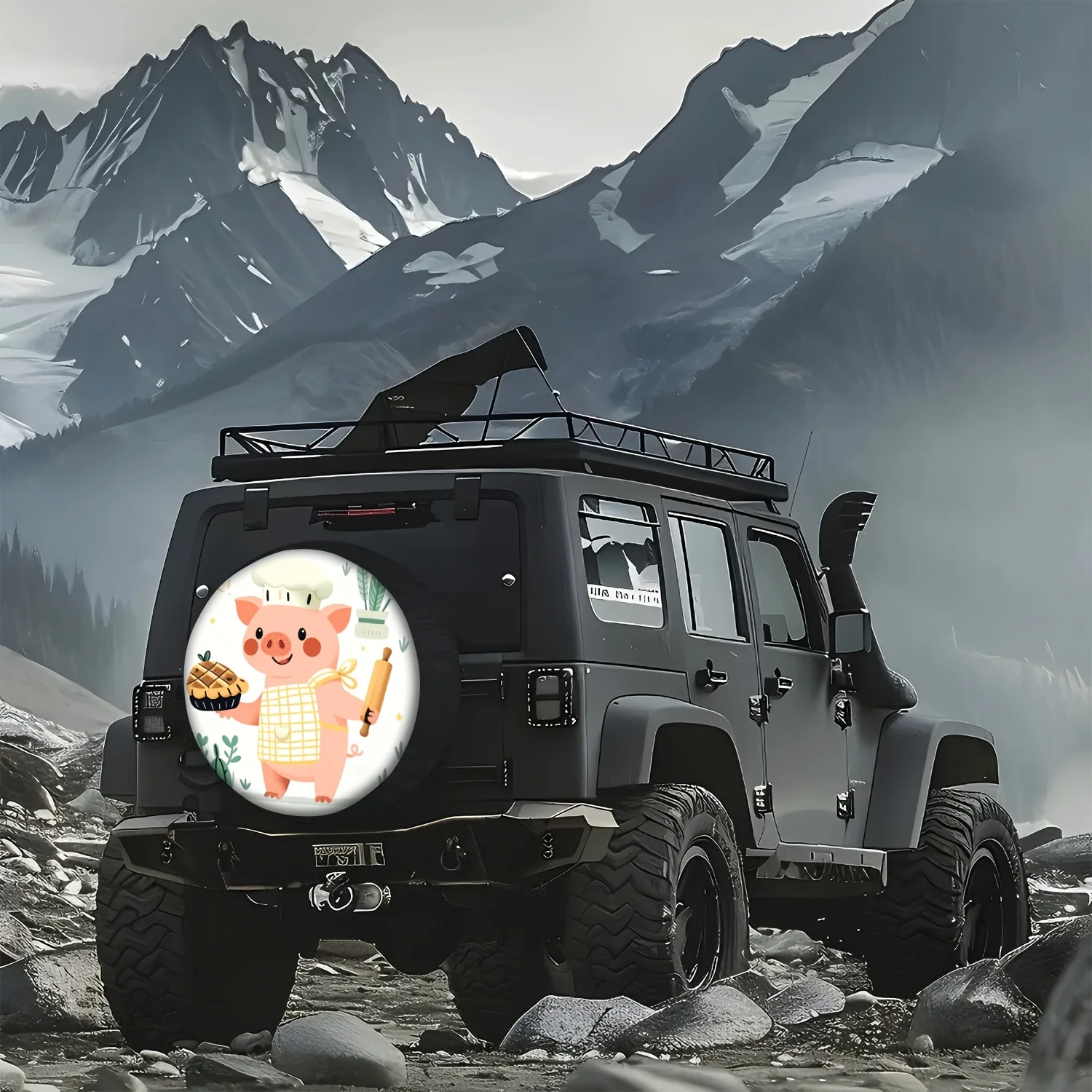 Pig Chef Baking Tire Cover Polyester Waterproof Spare Wheel Protector for SUV