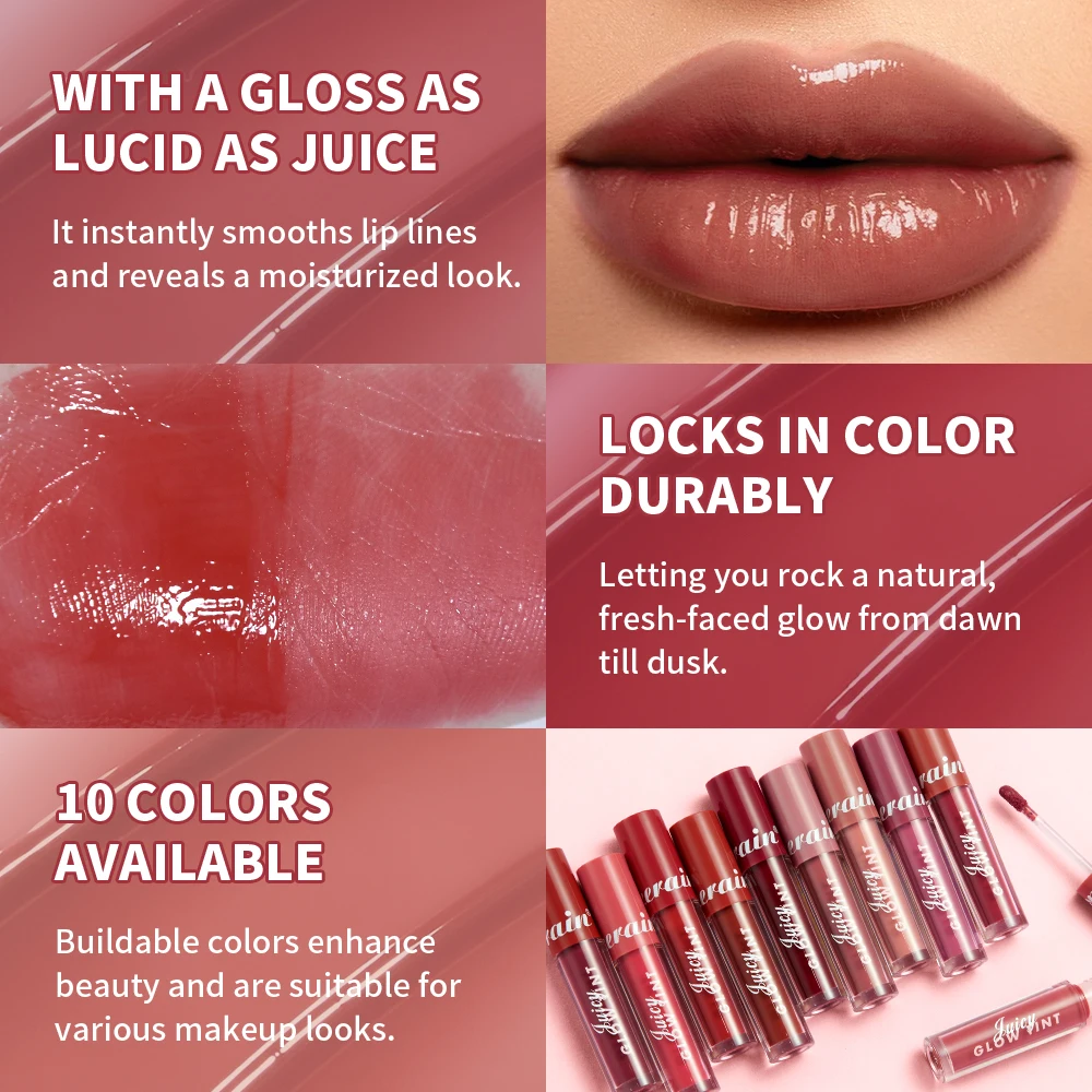 ลิปกลอส Lakerain Juice Mirror Water Gloss ติดทนนาน ชุ่มชื้น ปากฉ่ำวาว ลิปกลอสเนื้อกระจก
