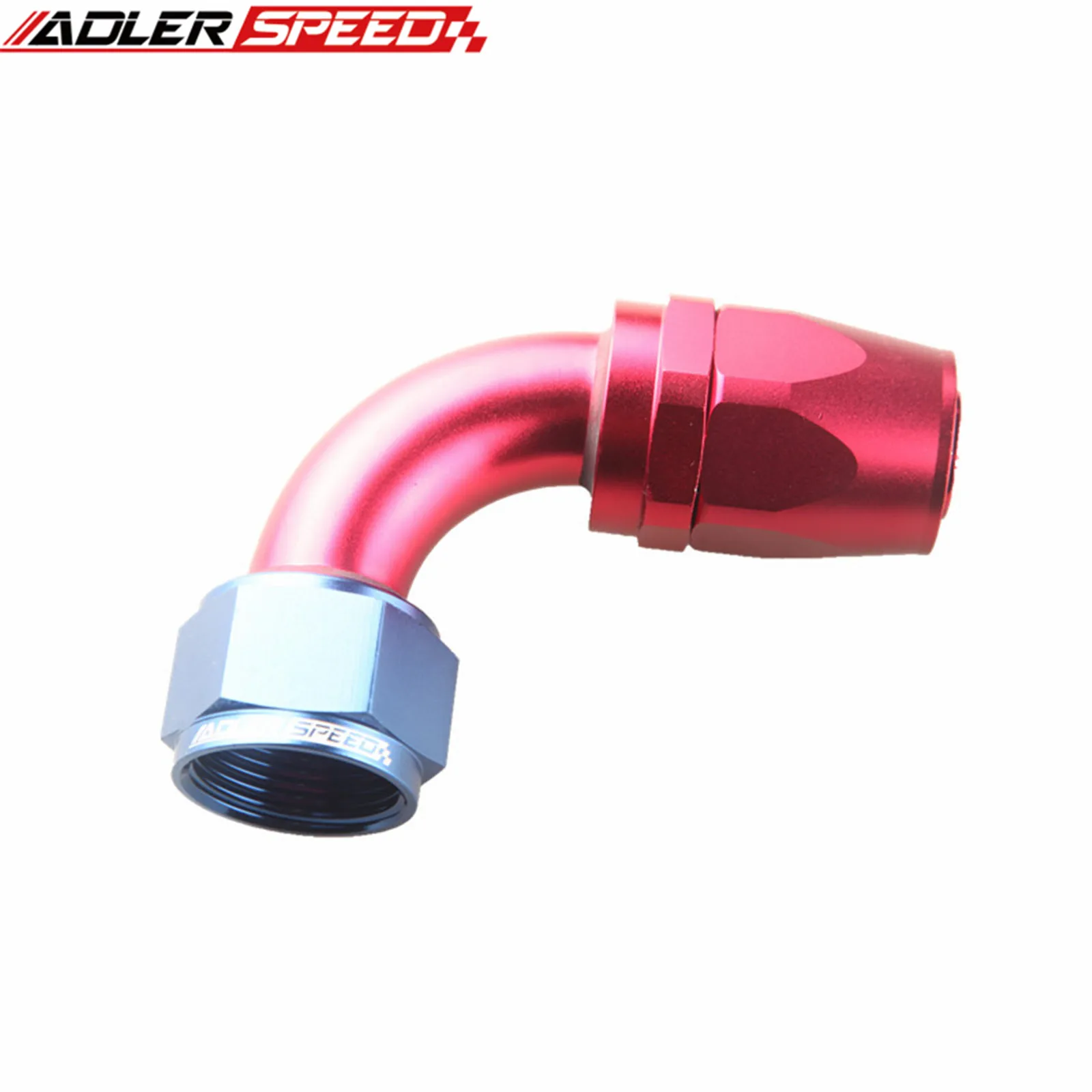 ADLER SPEED AN20 90 Degree Swivel Hose End Oil Fuel Line Fitting Adapter Black/Red-Blue