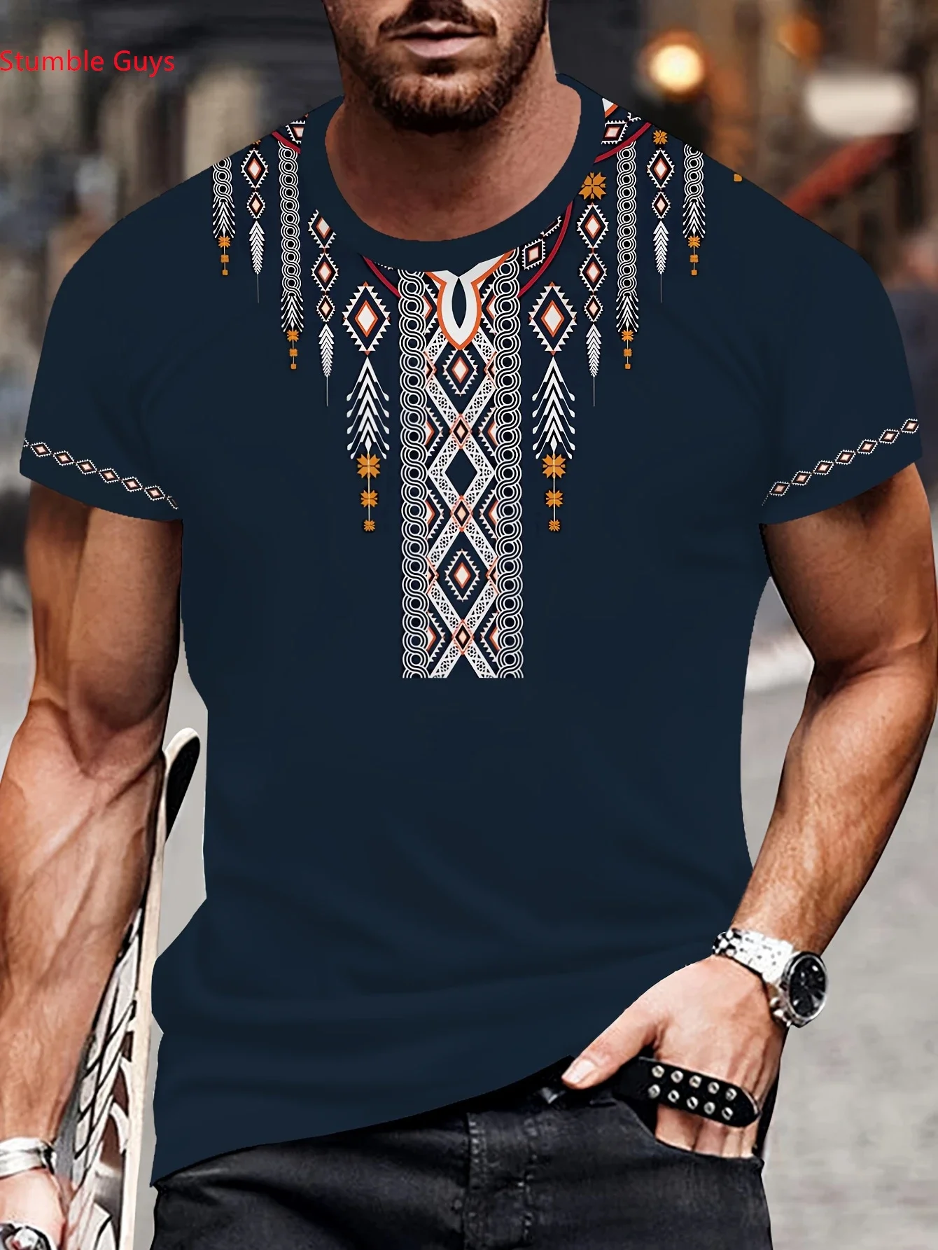 Modisches, atmungsaktives Herren-Sport-T-Shirt, Sommer, lässig, kurzärmelig, schnell trocknend, bedruckte Oberteile