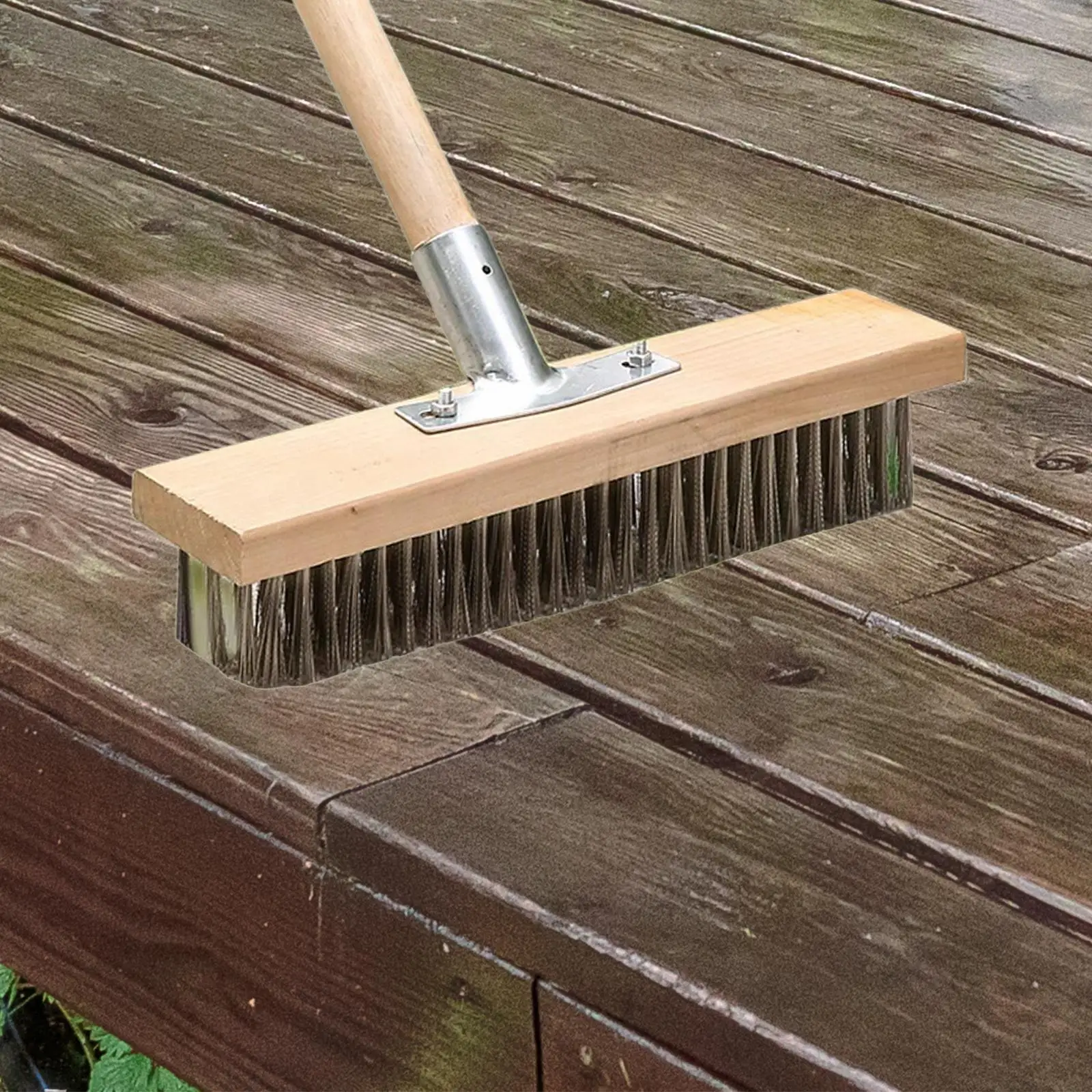 Stainless Steel Wire Brush, Floor Scrub Brush Head, Multi Purpose Push Broom Scrubber Brush for Cleaning Tile Surfaces