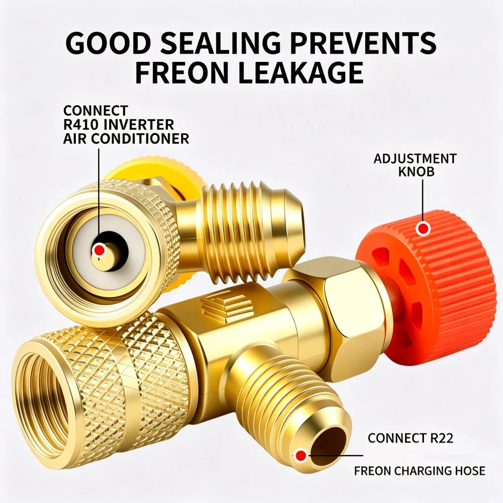 1/4PCS Air Conditioning Refrigerant Safety Valve R410A R22 1/4" Refrigeration Charging Safety Liquid Adapter Hand Tool Parts view 2