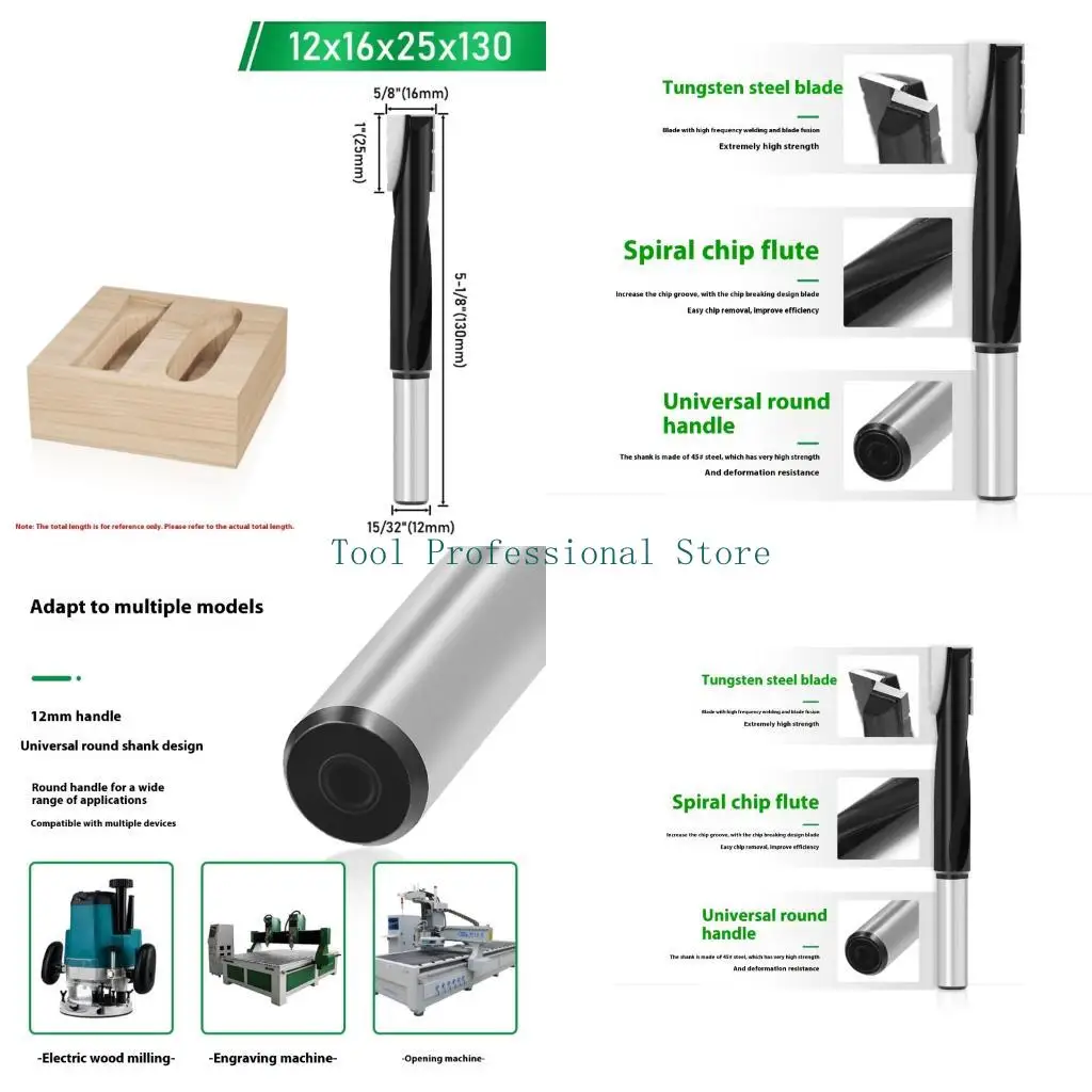 

57qf тяжелые карабиды деревянные фрезок 130 мм черно -покрытый спиральный маршрутизатор.