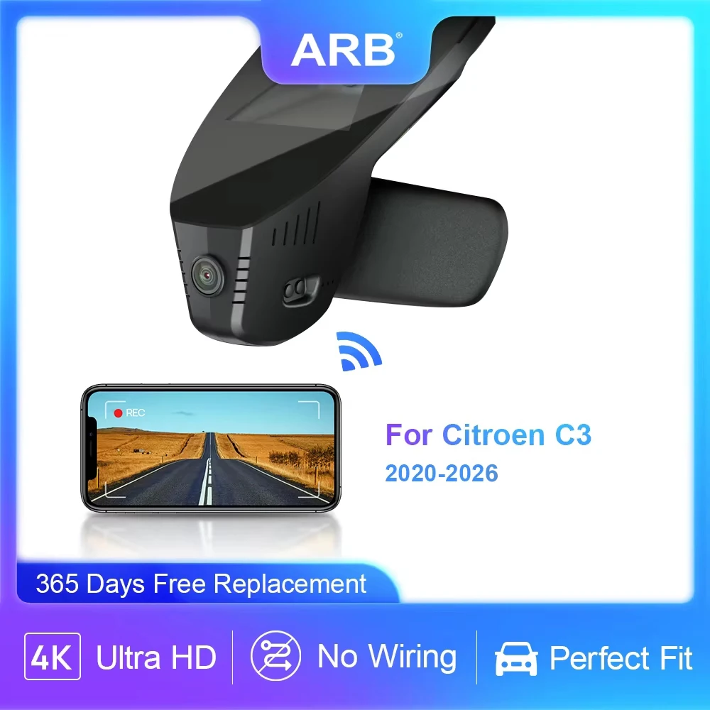 For Citroen C3 2020-2026 4K 2160P Car Video Recorder, ARB OEM Style Dash Camera with Night Vision, G-Sensor