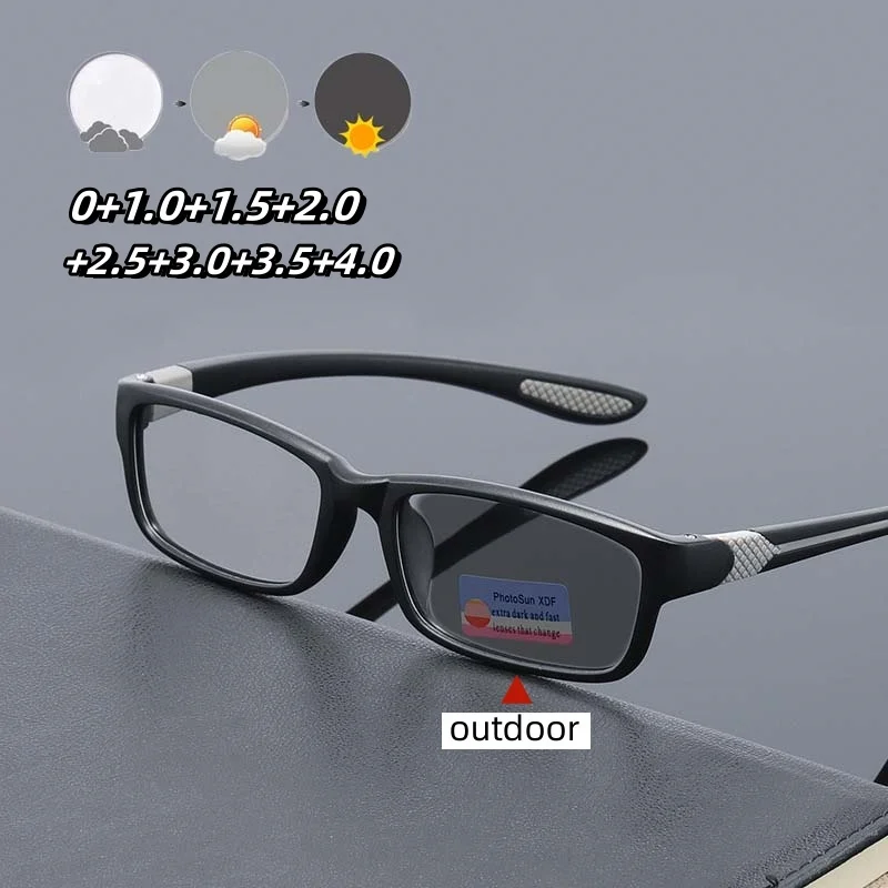 

Men Outdoor Color Changing Far Sight Eyeglasses Ultra Light Blue Light Blocking Photochromic High Definition Presbyopia Glasses