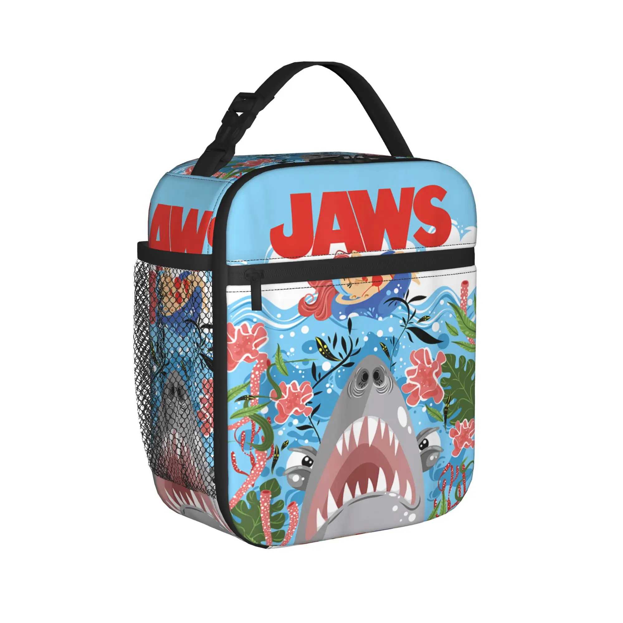 Jaws 50th Anniversary Poster  Lunch Bag For Child  Print Picnic Lunch Box Kawaii Portable Zipper Oxford Cooler Bag