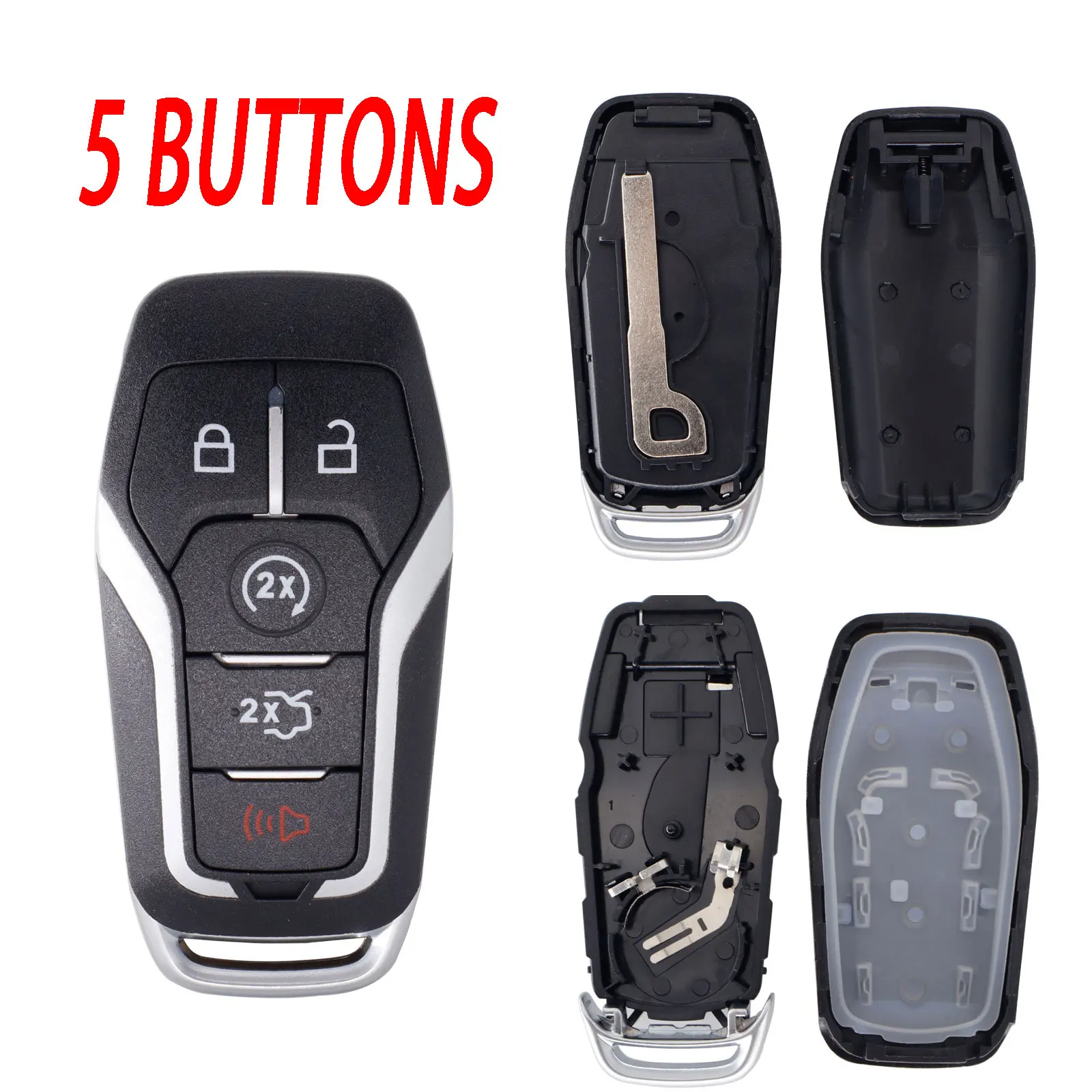 Keyless Shell Smart Fob Car Uncut Case Remote For Ford F-150 Fusion Edge Mustang Explorer 2015-18 Lincoln MKZ MKC MKX 5 Buttons