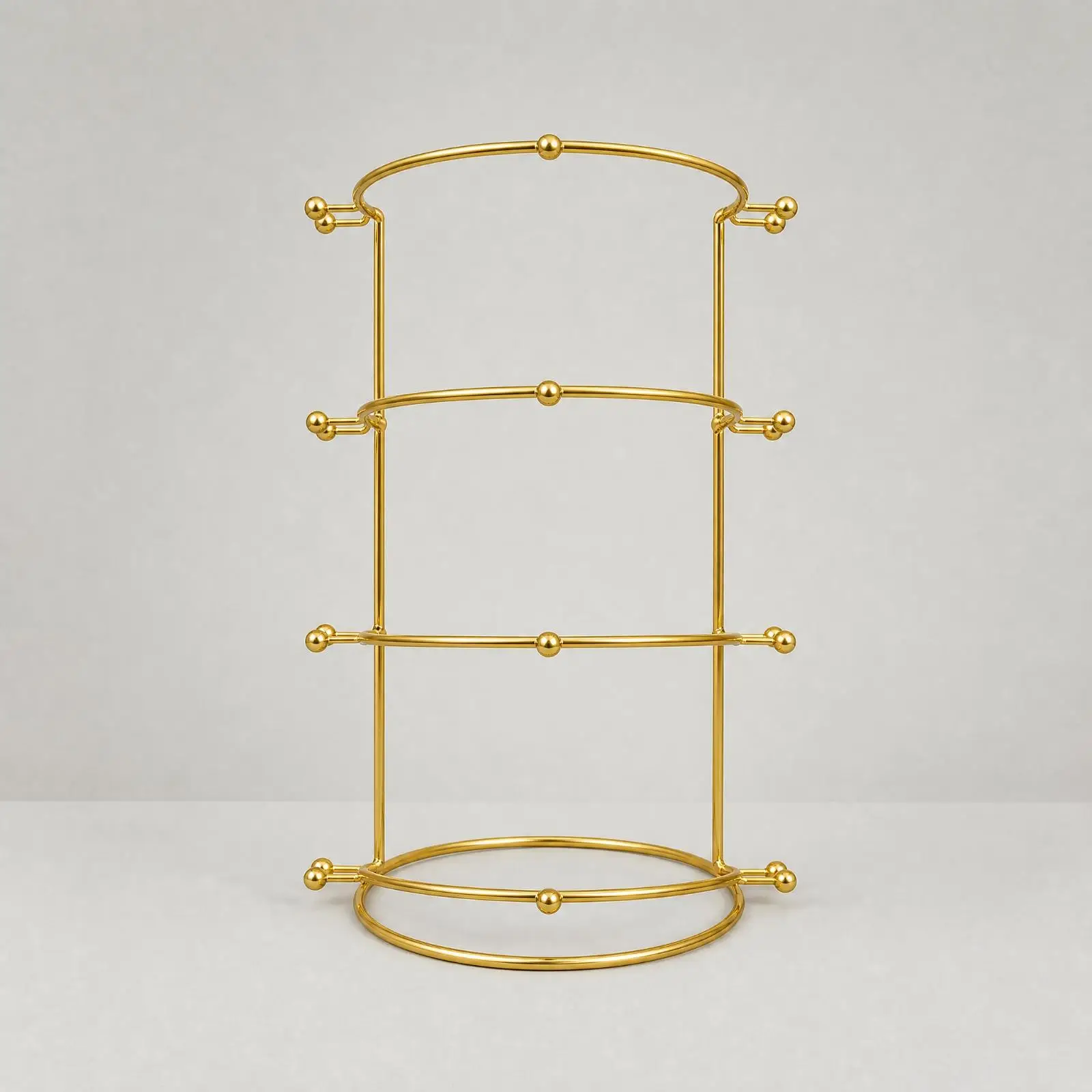 Crown Display Rack Gold Metal Stand for Tiara and Hairpiece Showcase Round Base Jewelry Organizer for Store