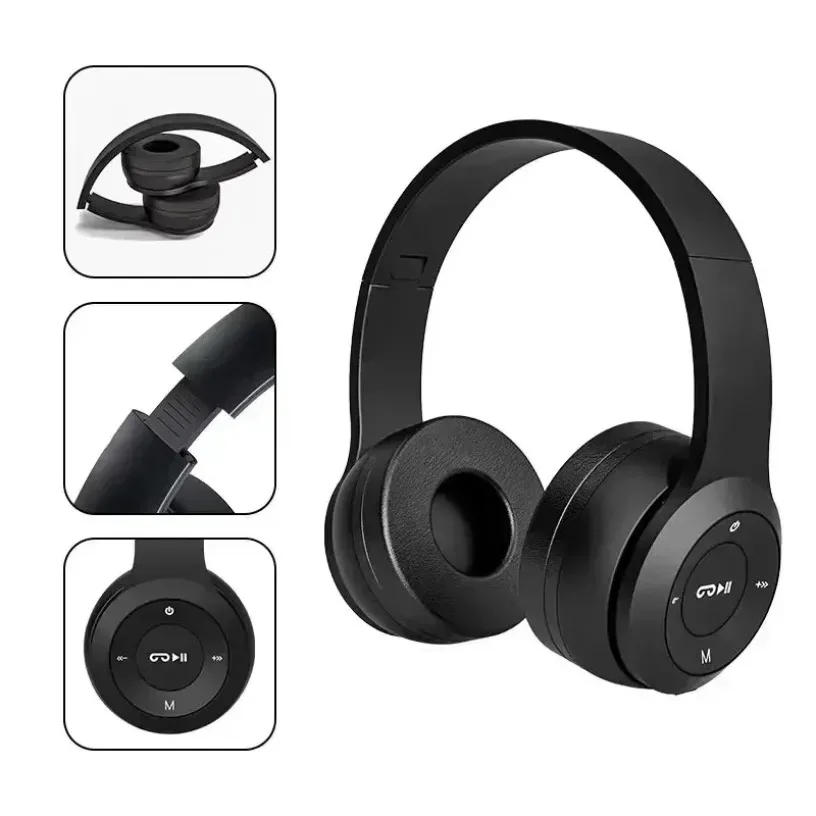 Head-mounted Bluetooth 5.0 Headsets Wireless Earphone 3.5MM Wired Headphones TF Card Foldable Noise Reduction For iPhone Xiaomi view 4