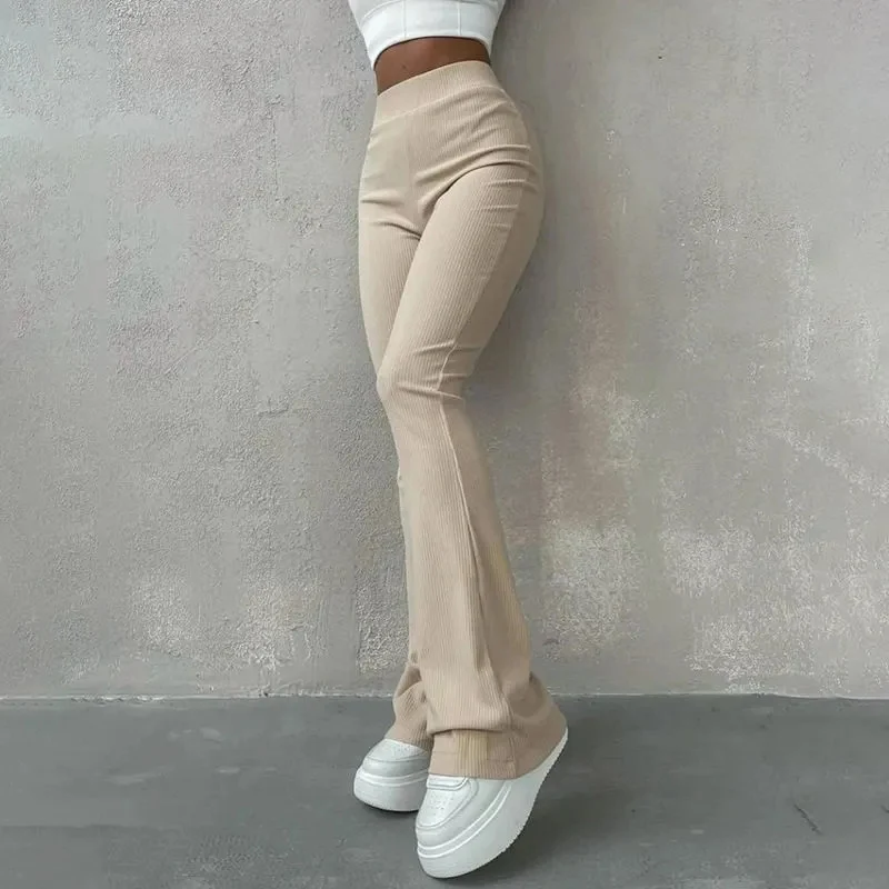 Rimocy Sexy Slim High Waist Flare Pants Women 2025 Solid Color Yoga Trousers Woman Streetwear Elastic Butt Lift Skinny Leggings
