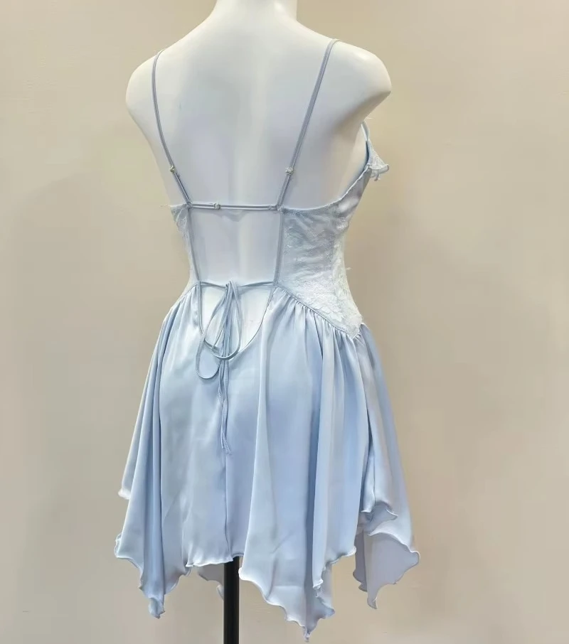 Silk Feel Lingerie with Bowknot Detail Multi-color Satin Nightdress Women Lace Trim Camisole Sexy Spaghetti Strap Sleepwear 2026