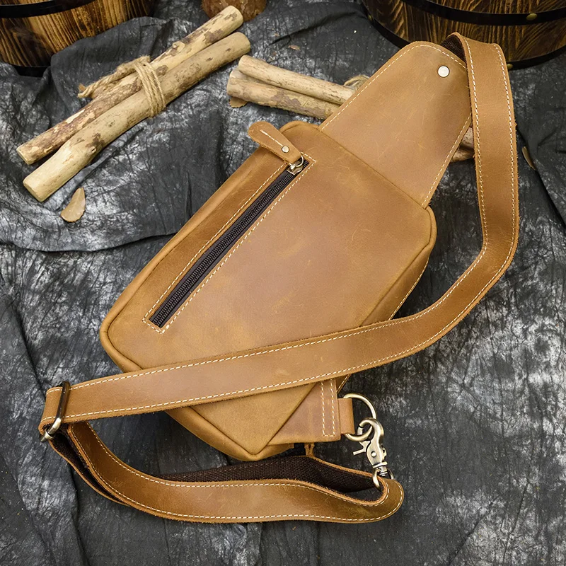 Luksusowa designerska męska skórzana torba na klatkę piersiową Prawdziwa skóra bydlęca Męskie torby na klatkę piersiową Crossbody Męska torba na ramię Popularny 2022 — zdjęcie 5