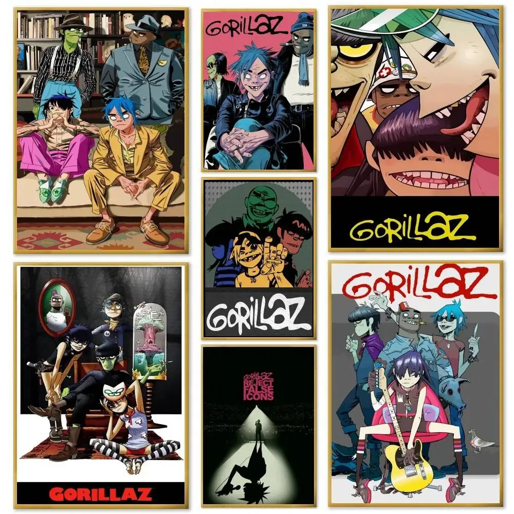 Virtual Rock Band Gorillaz Music Poster And Prints Wall Art Pictures For Modern Bedroom Game Room Home Decor