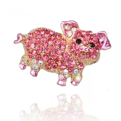 Retro Pink Pig Animal Breast Pin Women's Rhinestone Cute Breast Pin Sparkling Crystal Breast Pin Girl Dress Breast Pin Jewelry