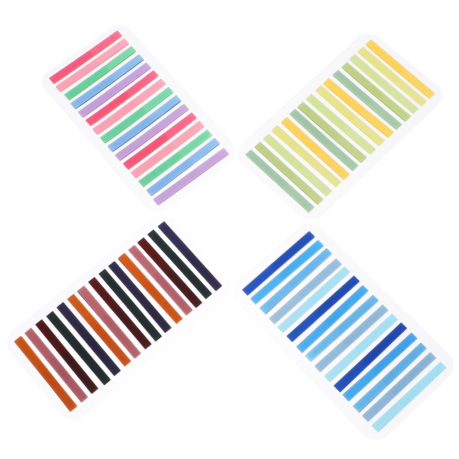 4 set Schede di lettura colorate per libri Indicatori di pagina indice Adesivi divisori scrivibili Forniture per annotazioni di libri Blocco note