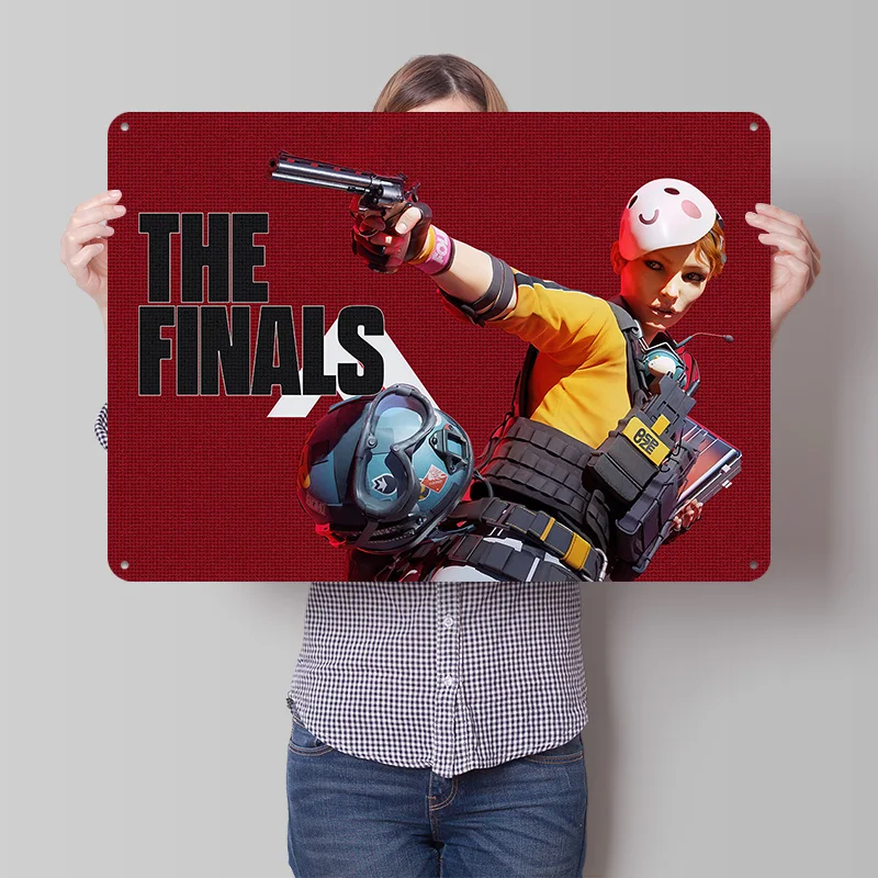 The Finals Game Character With Gun 3D Texture Metal Poster Customized Wall Art Tin Sign Gift for Mancave Room Decor Funny Signs