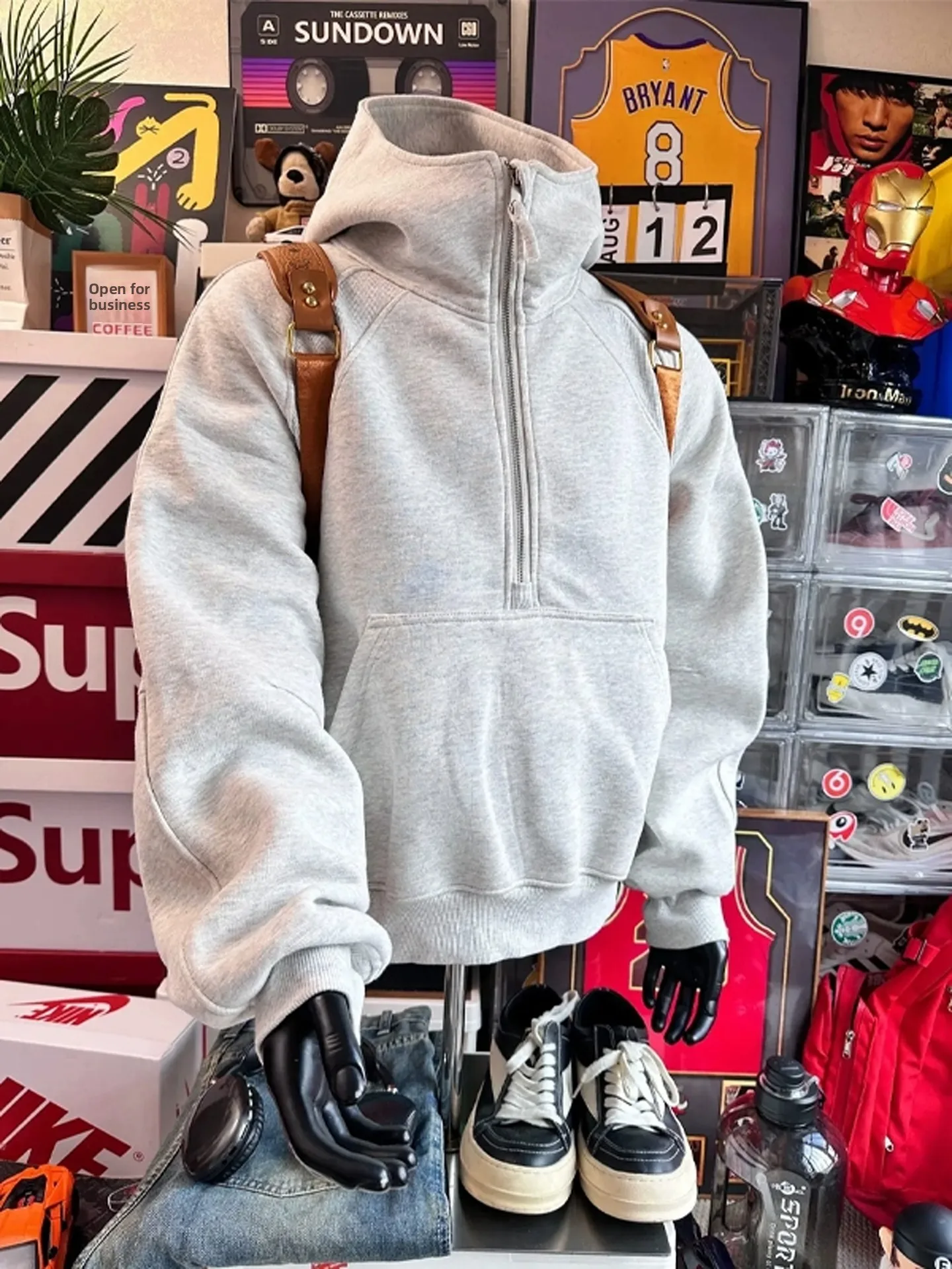 

Белая мужская толстовка-кардиган с капюшоном, свободного кроя, из плотной ткани, в американском стиле, для повседневной носки