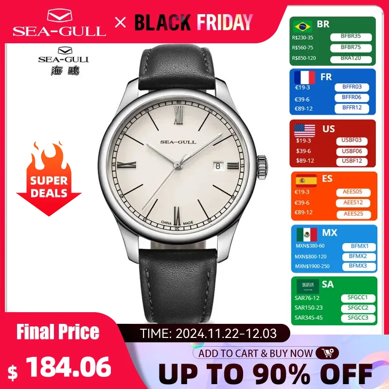 Seagull 2024 Men Fashion Mechanical Watch Business Automatic Wristwatch 316L Steel Luminous Designer Clock Reojes De Hombre 6073