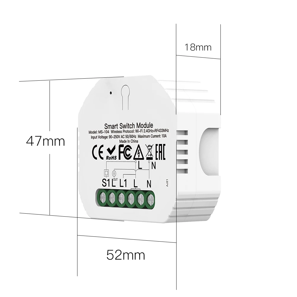 Tuya 2 Way Mini Wifi Smart Light Switch DIY Module Smart Life/Tuya APP Wireless Remote Control Works with Alexa Echo Google Home