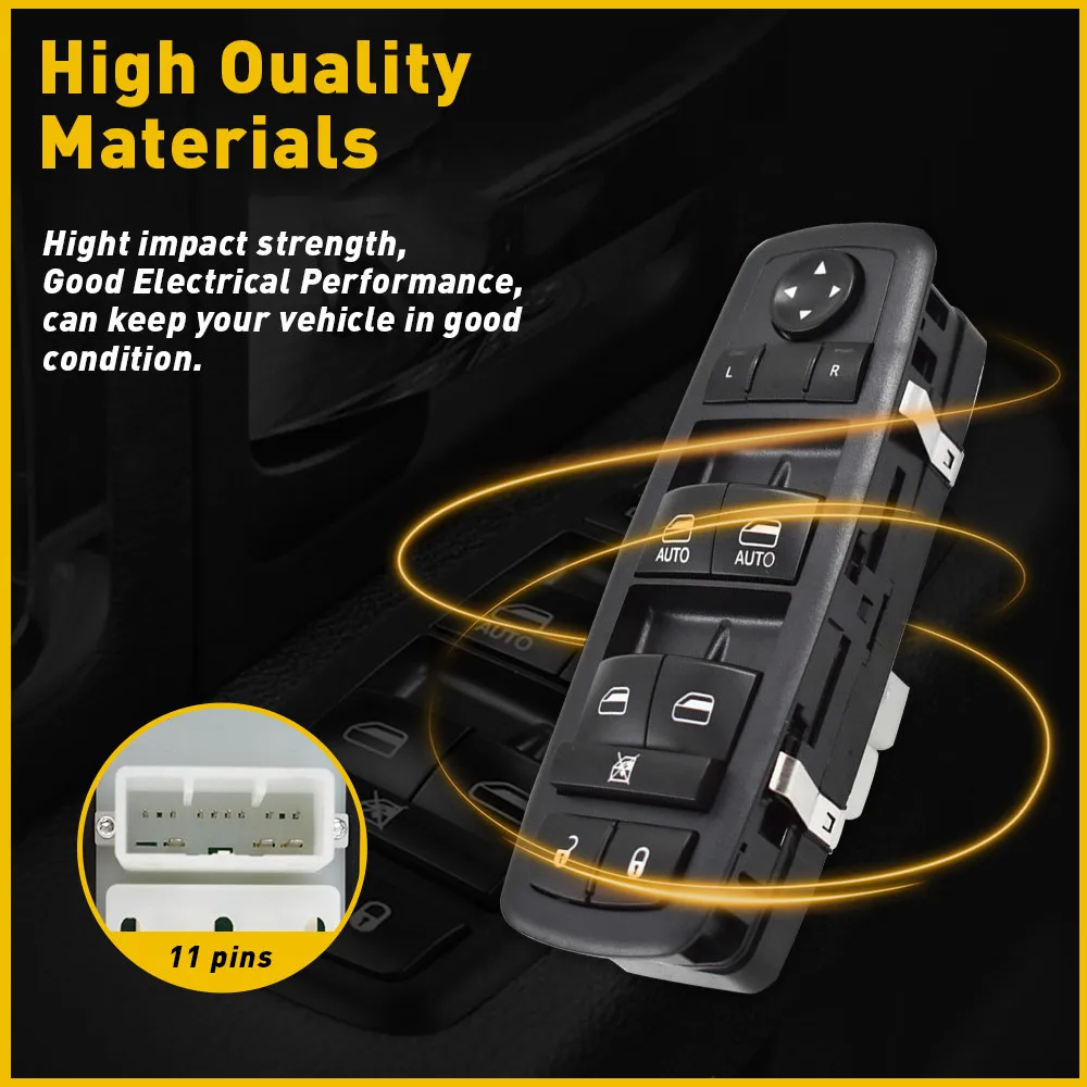 68086693AC 68086693AD 68086693AE لسيارة جيب جراند شيروكي دودج مفتاح تحكم رئيسي لنافذة السيارة أسود #4