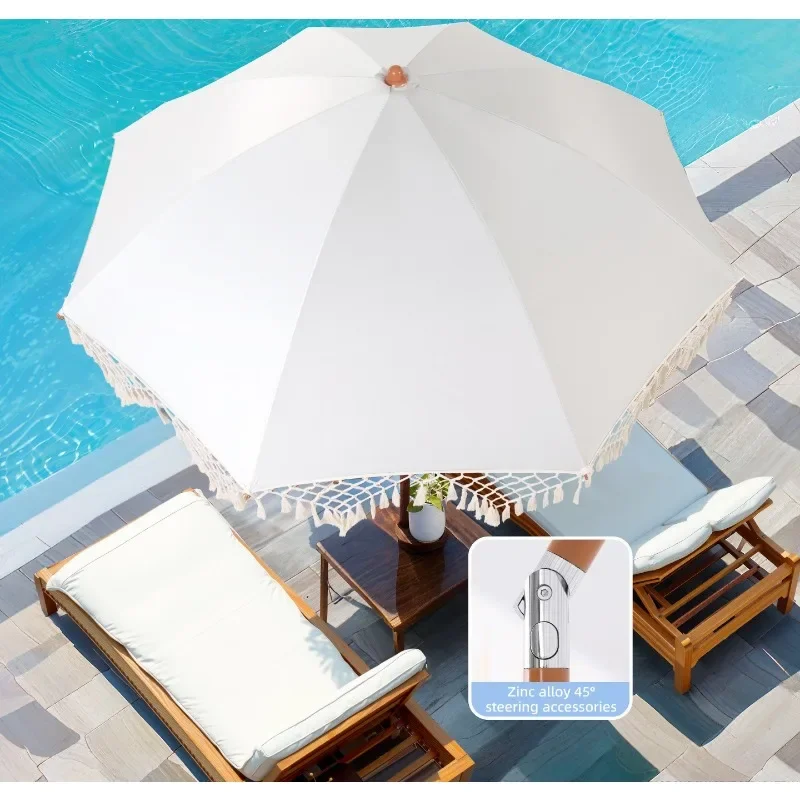 M Seaside Resort Beach Umbrella Courtyard Umbrella Tassel  Pool Sun Protection Terrace Parasol