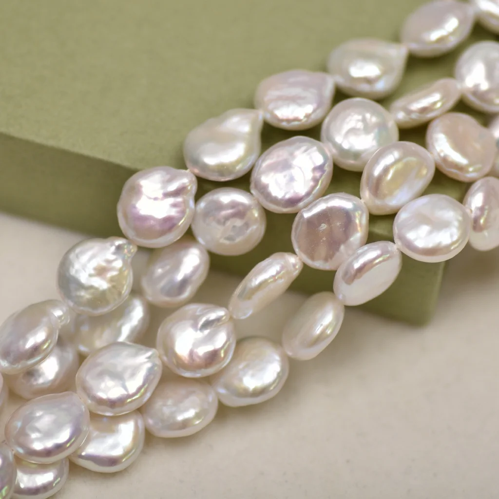 

Wholesale white coin pearls loose beads, approximately 11-12mm natural freshwater pearls