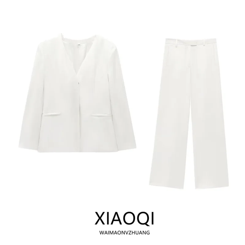

Ele Long Sve round Ne Commute Tailored Suit Jaet Women's Faion Spring New Arrival 2025 Sli Busin Outerwear